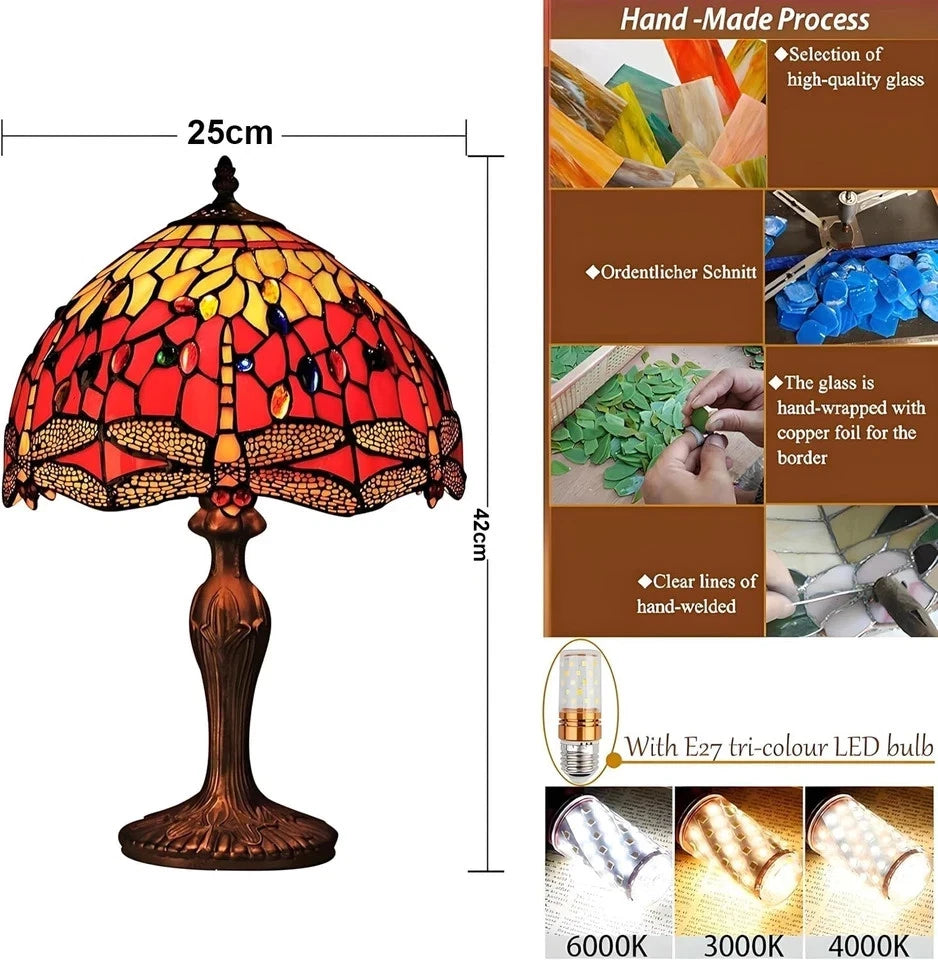 Tiffany Style Table Lamp Handcrafted Art Stained Glass Bedside Lamps Desk Light