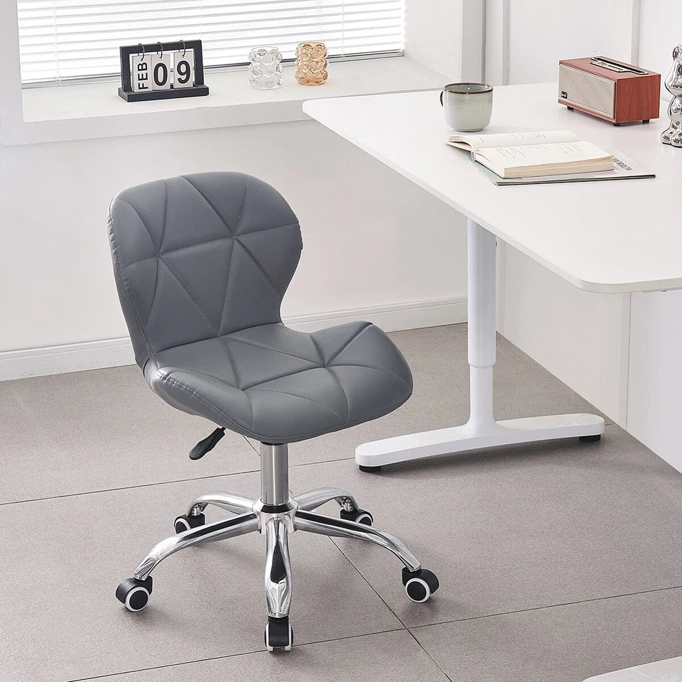 Cushioned Computer Desk Office Chair Chrome Legs Swivel Adjustable Vanity Stool