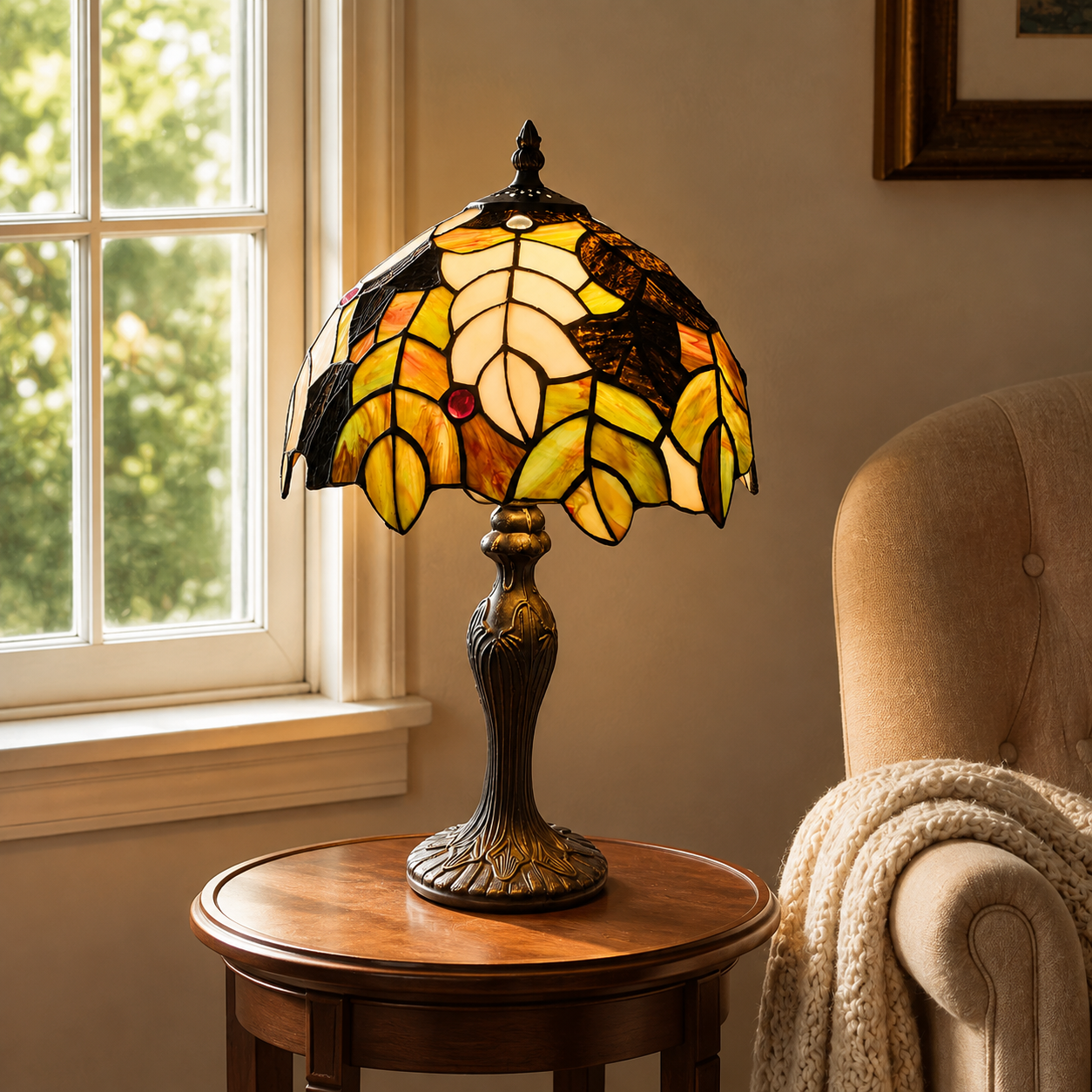 Tiffany Style Table Lamp 10" Stained Glass Handcrafted Bedside Light Desk Lamp