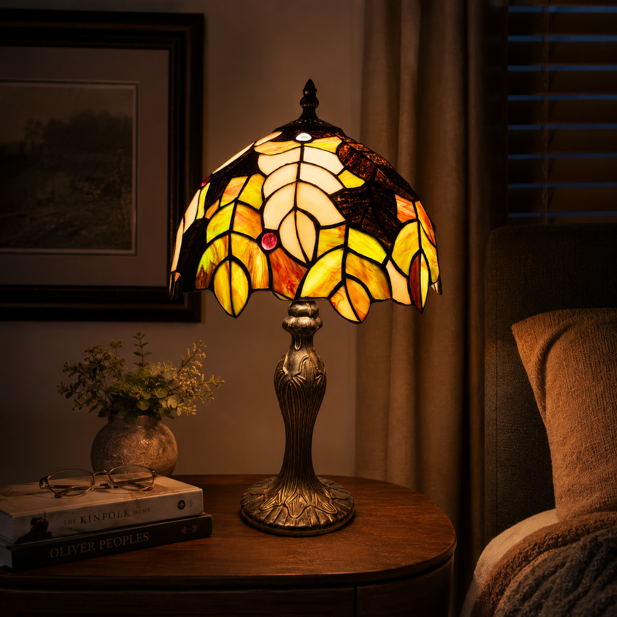Tiffany Style Table Lamp 10" Stained Glass Handcrafted Bedside Light Desk Lamp