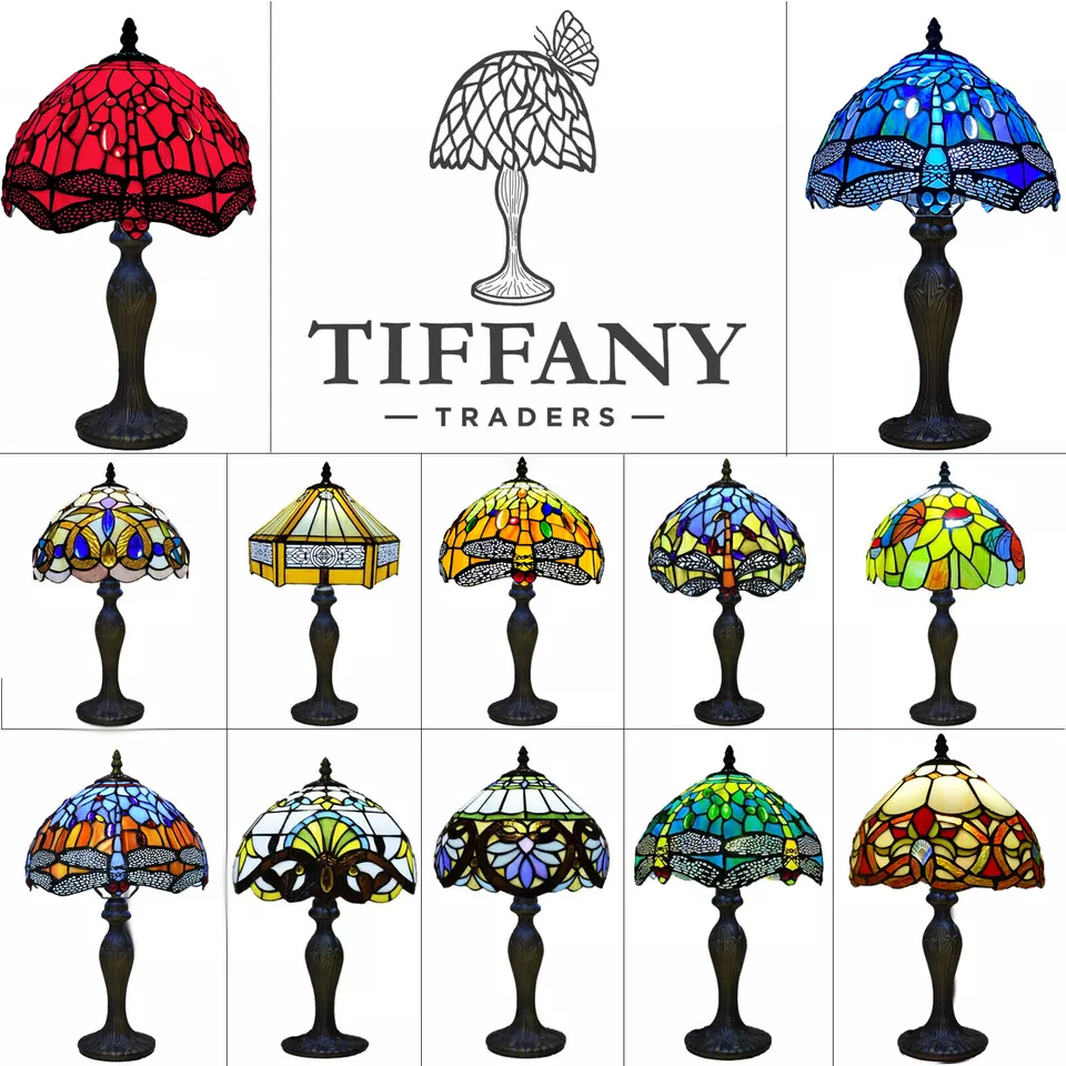 Tiffany Style Table Lamp Stained Glass Handcrafted Art Desk Light Bedside Lamps