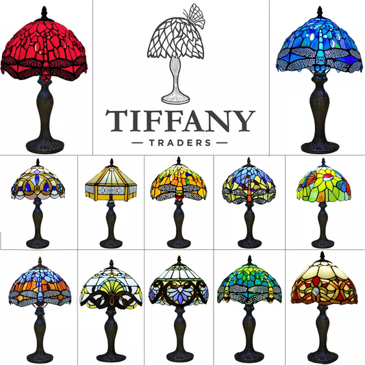 Tiffany Style Table Lamp Stained Glass Handcrafted Art Desk Light Bedside Lamps