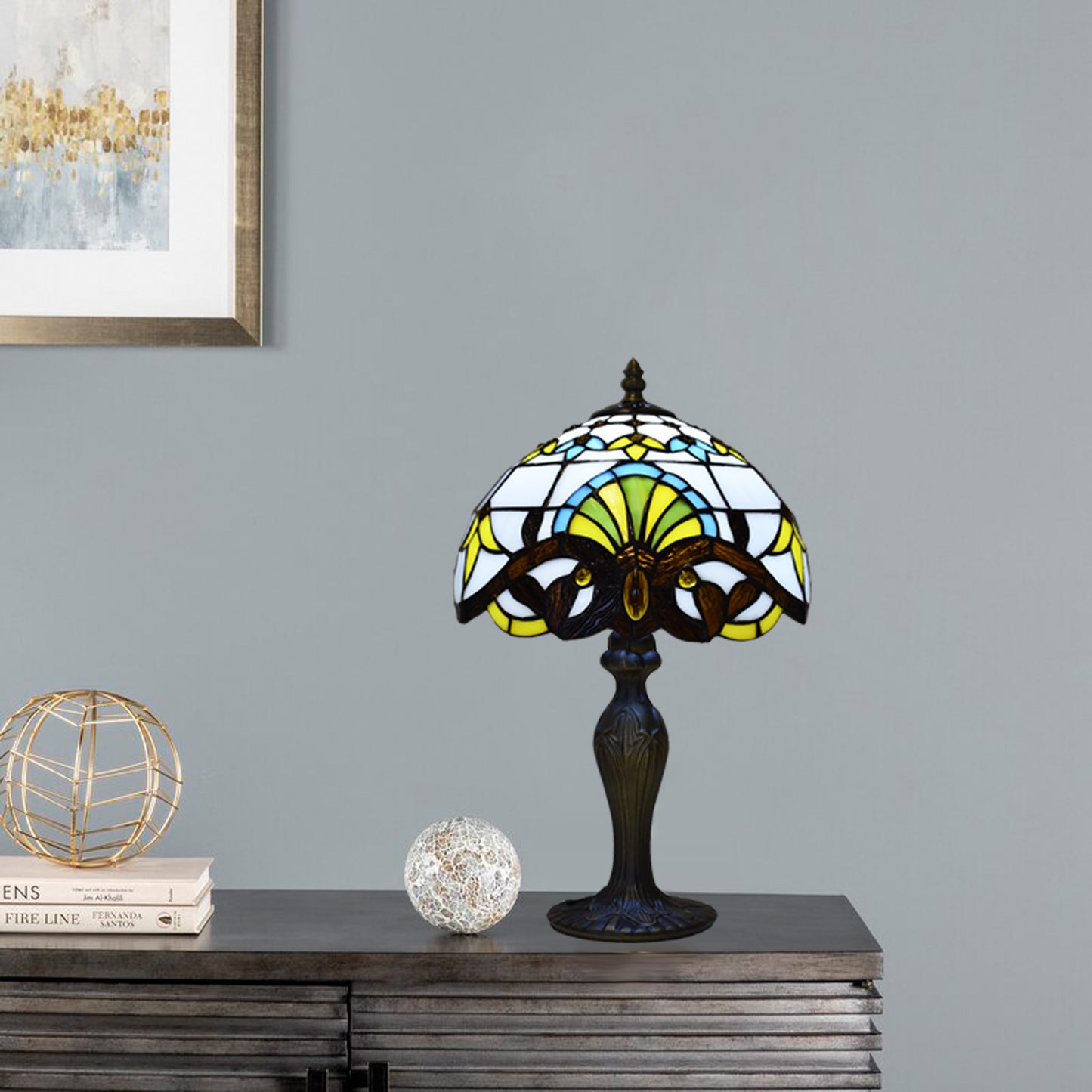 MaxSell Tiffany Style Table Lamp, Handcrafted, 10 inch Bedside Light, Desk Lamp, Stained Glass (TFTL-1012)
