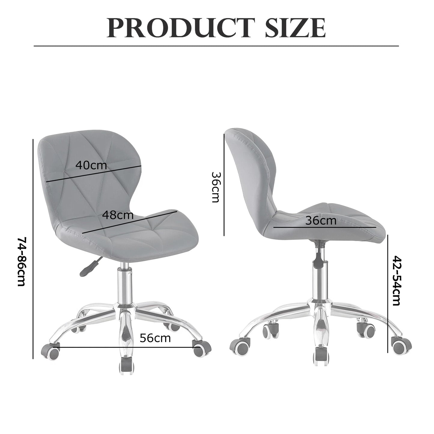Cushioned Computer Desk Office Chair Chrome Legs Swivel Adjustable Vanity Stool