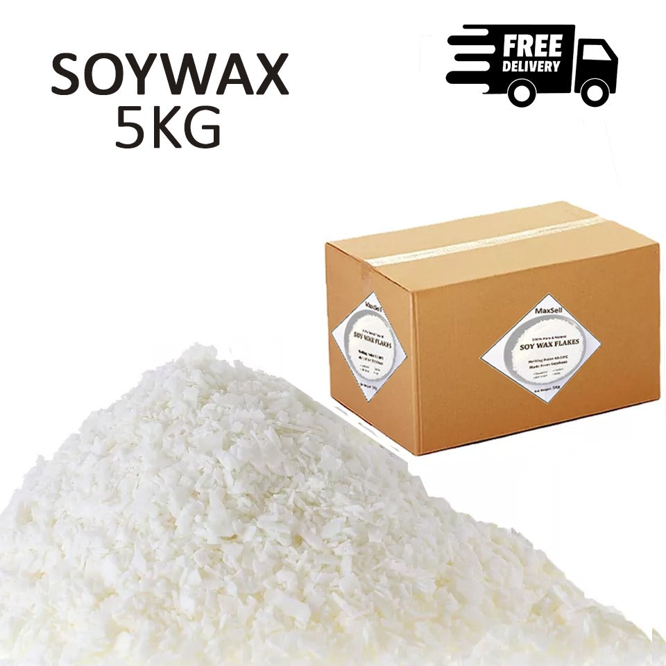 5KG 100% Pure Candle Making Wax Soy Wax/Soya Natural Flakes Clean Burning WHITE UK