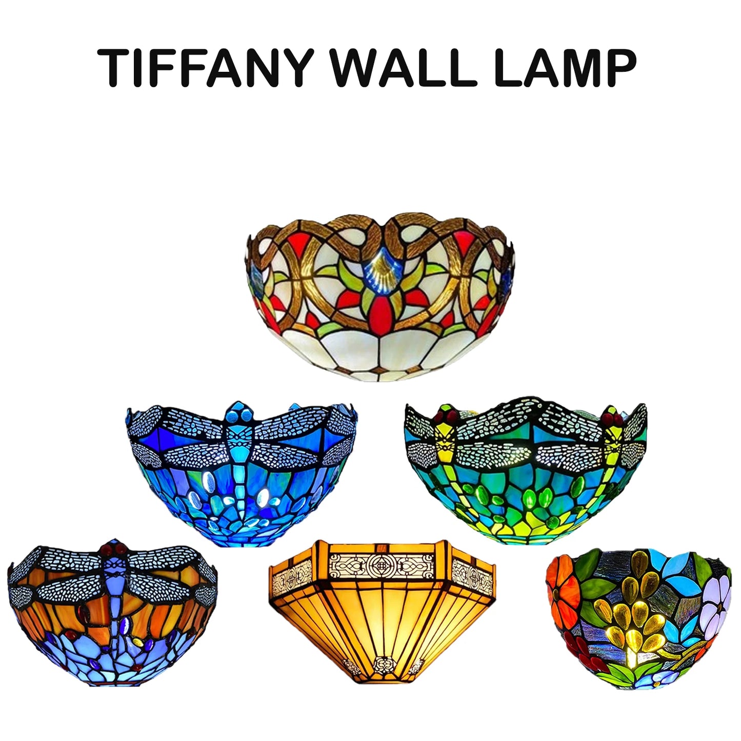 Antique Tiffany Style Wall Sconce Light – 12” Handcrafted Stained Glass Art Lamp