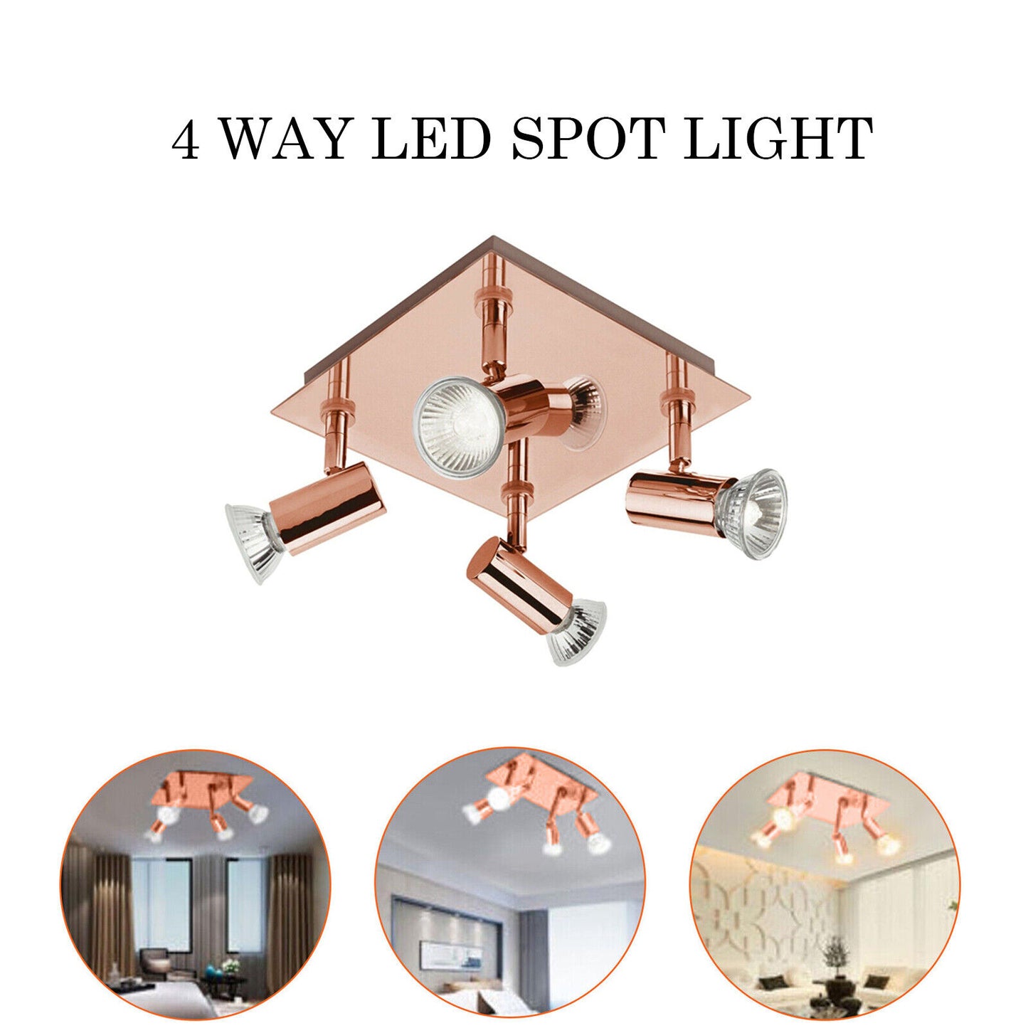 Adjustable 4 Way Modern Kitchen Fitting Square LED Ceiling Spot Lights Spotlight