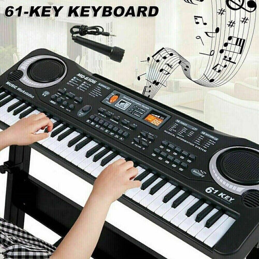 61 Keys Electric Keyboard Kids Piano Digital Music Instrument include Microphone