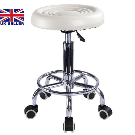 Stool Swivel white Adjustable Height Chair Office Round Desk PC / Bar Stool UK