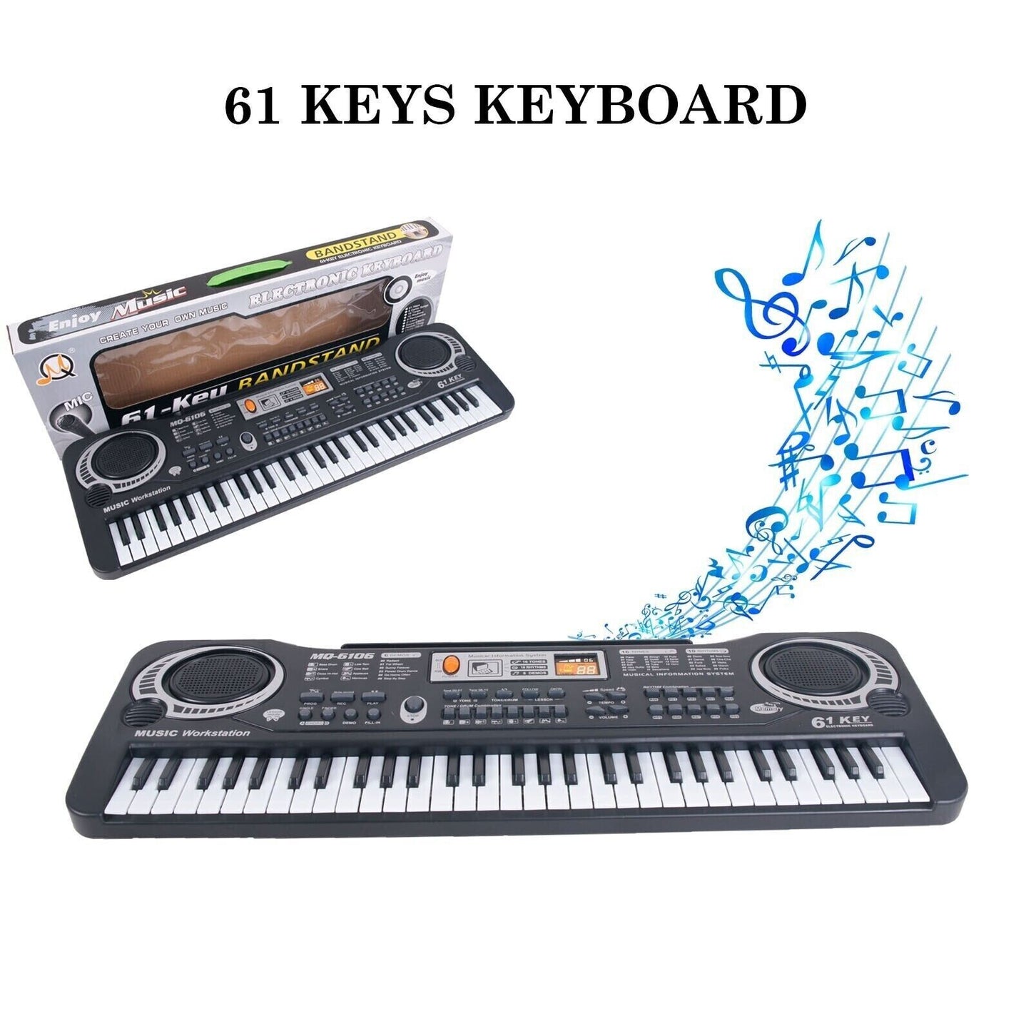 61 Keys Electric Keyboard Kids Piano Digital Music Instrument include Microphone