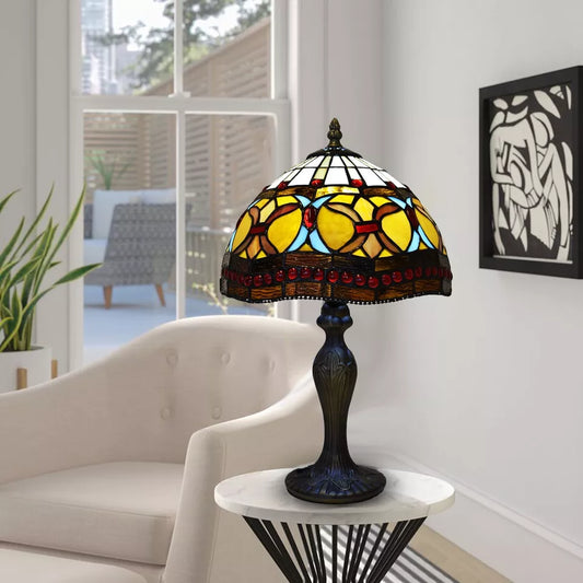 Handcrafted Tiffany-Style Table Lamp-Stained Glass Shade - Bedside/Desk Lighting