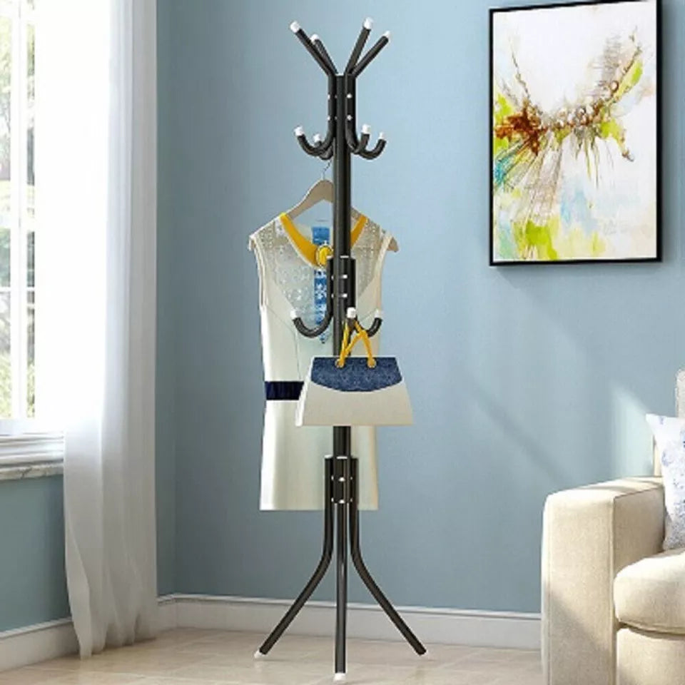 12 Hook Coat Stand Coat Hat Jacket Umbrella Floor Standing Rack