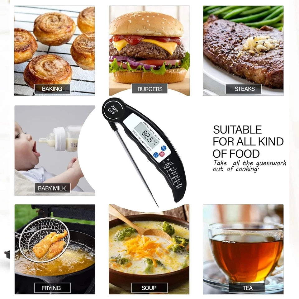 Food Thermometer,Foldable Long Probe Food Thermometer Digital