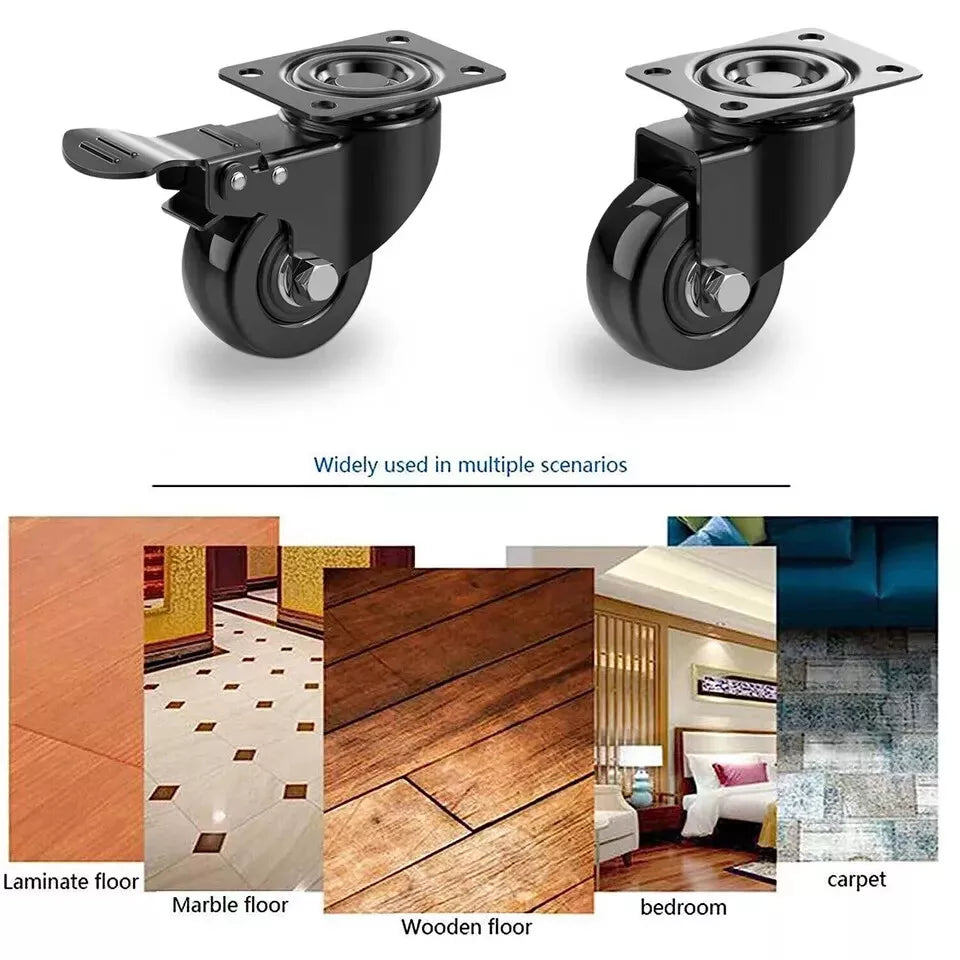 4 X Heavy Duty 50mm Swivel Castor Wheels Trolley Furniture Casters PU 200kg