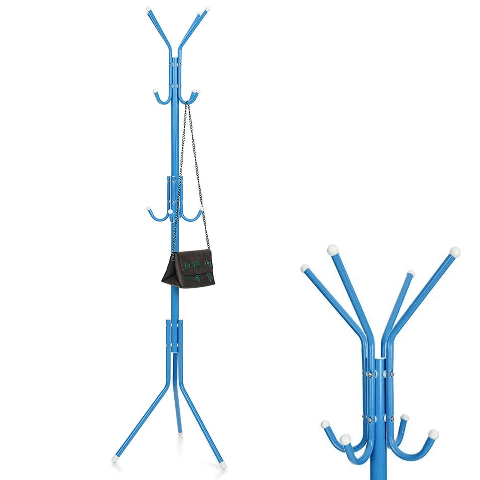 12 Hook Coat Stand Coat Hat Jacket Umbrella Floor Standing Rack