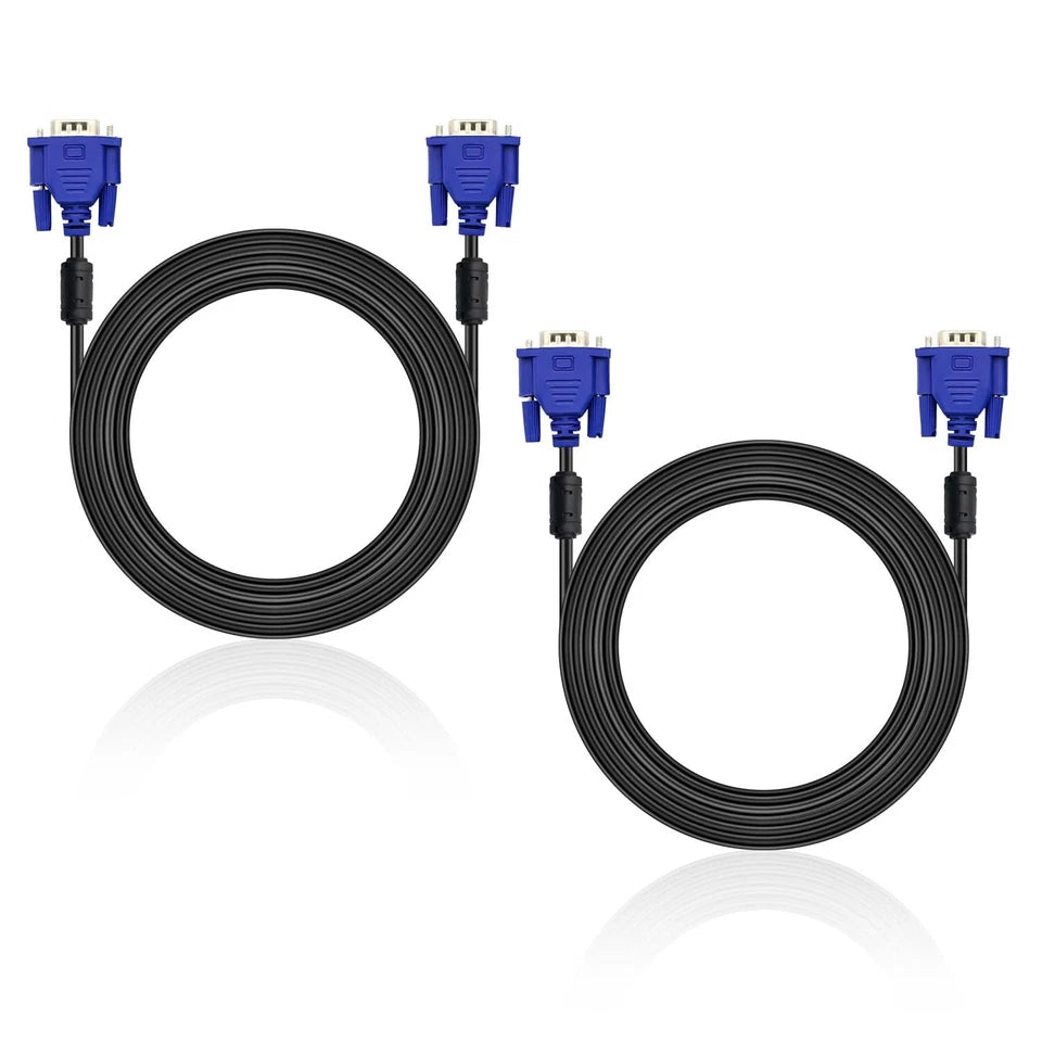 2 Pack VGA to VGA Cable 10FT(3M) HD15 Male to Male 1080p for PC Monitor TV UK