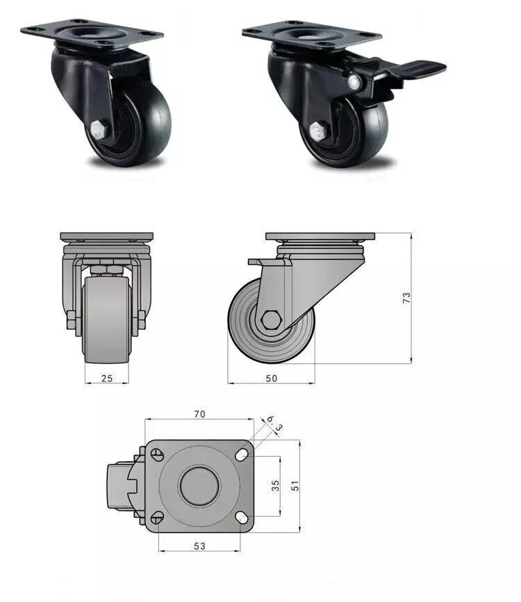 4 X Heavy Duty 50mm Swivel Castor Wheels Trolley Furniture Casters PU 200kg