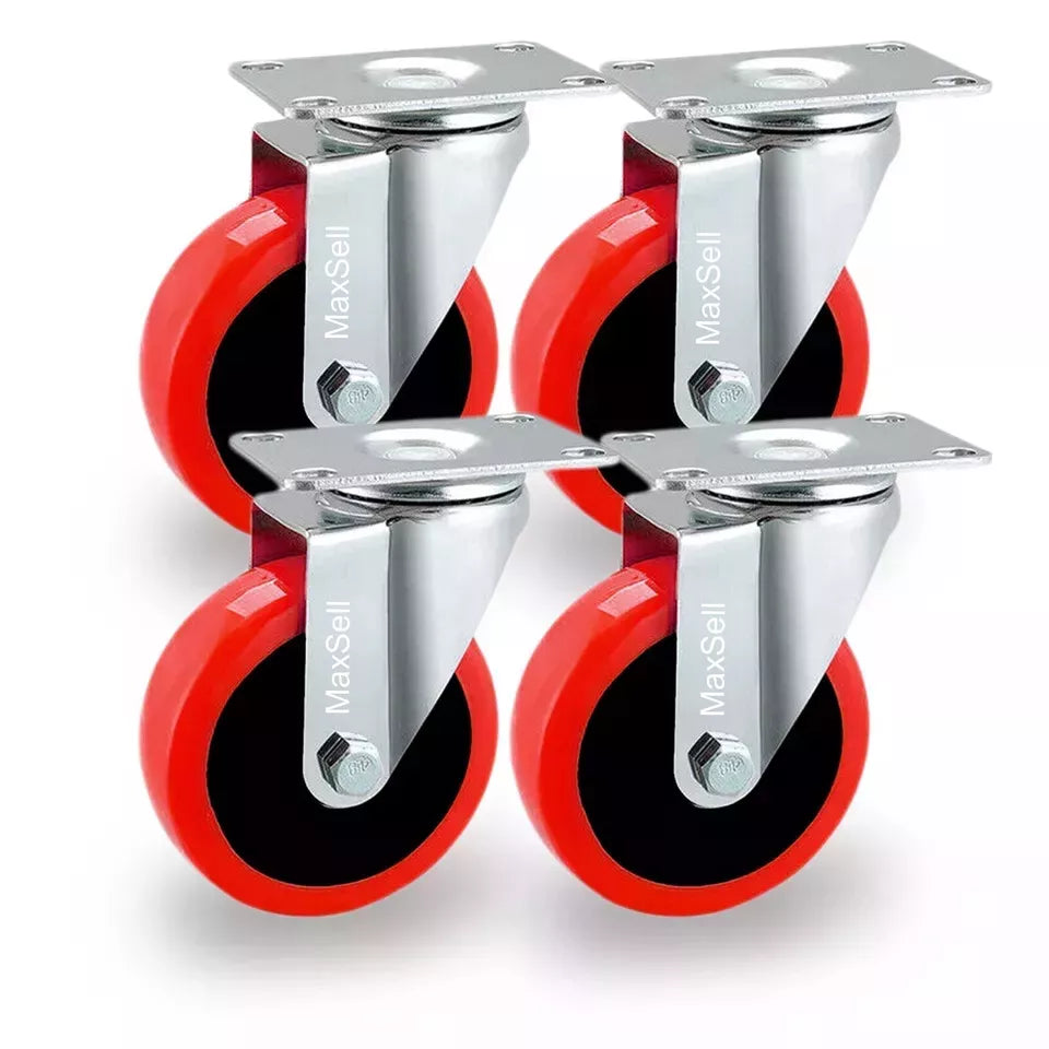 4 x Heavy Duty 100mm 700KG Rubber Swivel Castor Wheels Trolley Furniture Casters