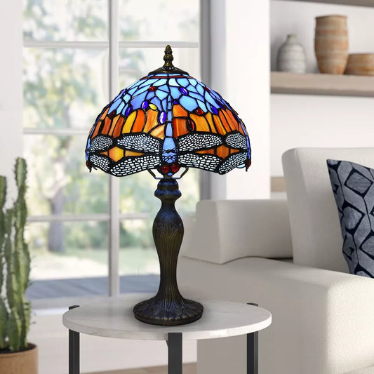 Tiffany Dragonfly Lamp Handcrafted Multicolor Unique Glass Shade Home Decor UK