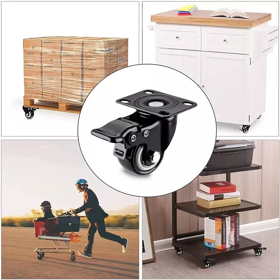 4 X Heavy Duty 50mm Swivel Castor Wheels Trolley Furniture Casters PU 200kg