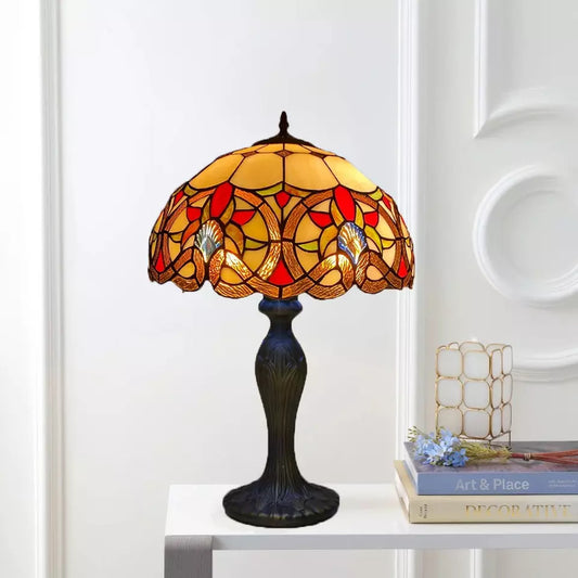 Tiffany Style Stained Glass Shade 16-Inch Table Lamp Handcrafted for Bedroom UK